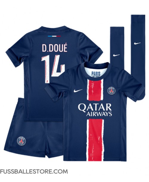Günstige Paris Saint-Germain Desire Doue #14 Heimtrikotsatz Kinder 2024-25 Kurzarm (+ Kurze Hosen)